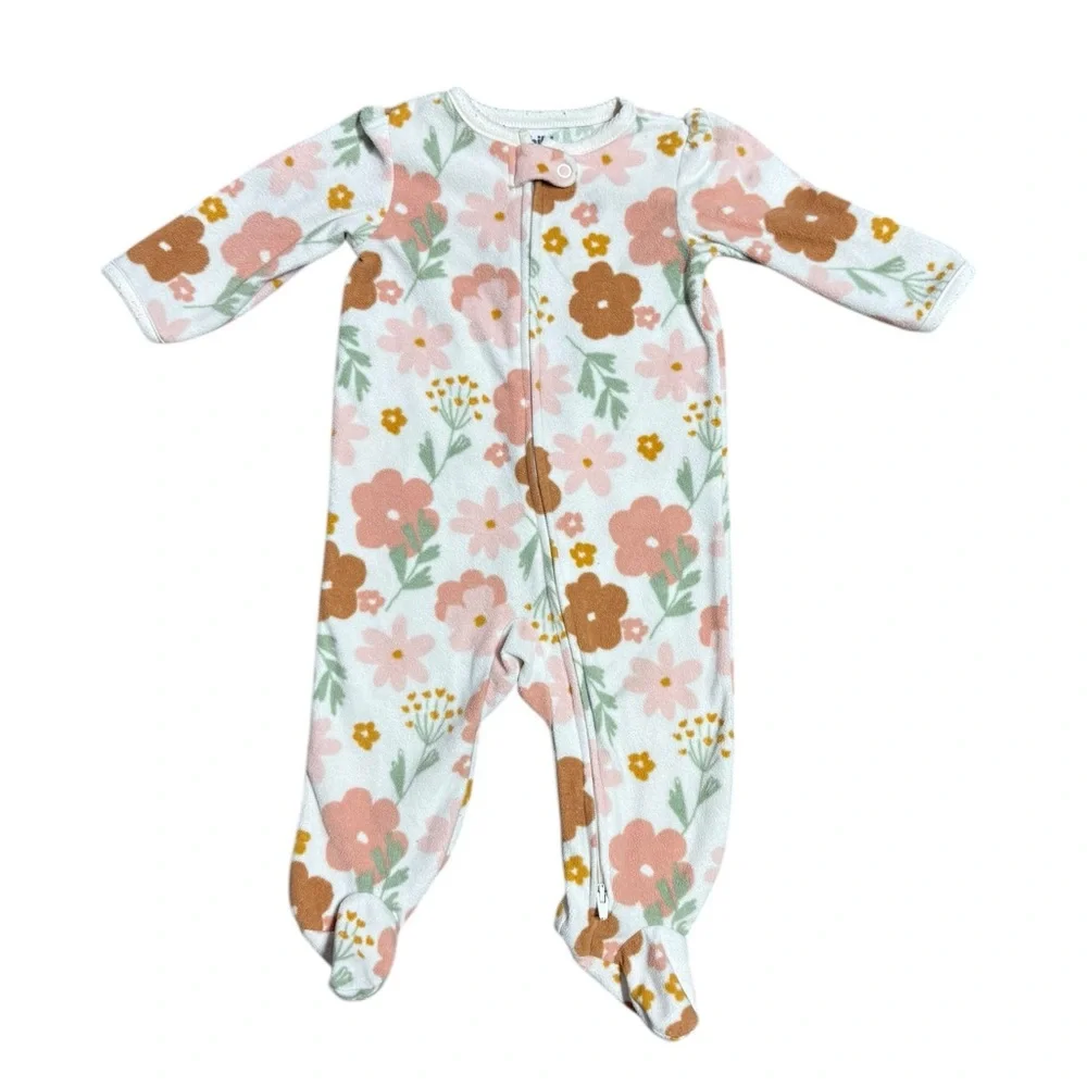 Carter's Baby Girl Floral Fleece Footie Pajamas Size 3-6 Months